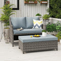 Grey Wicker Patio Loveseat Set