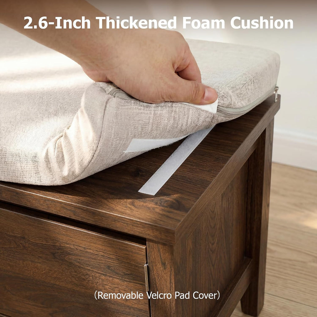 Walnut 44" Storage Entry Bench