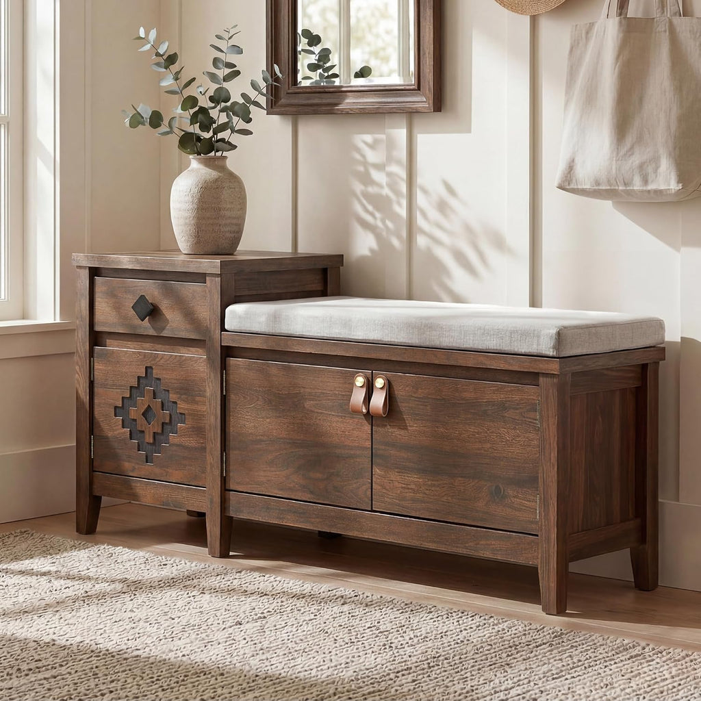Walnut 44" Storage Entry Bench