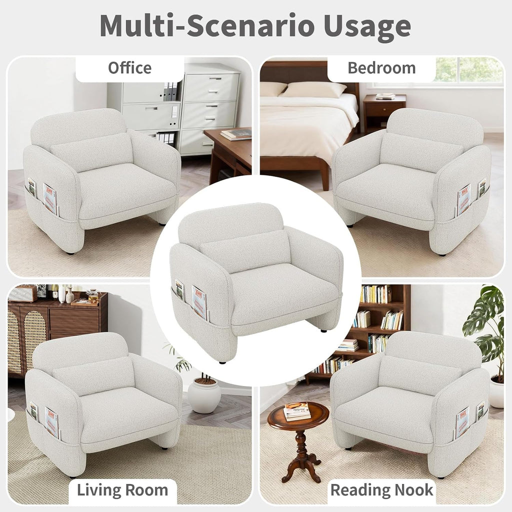 Beige Oversized Sherpa Accent Chair