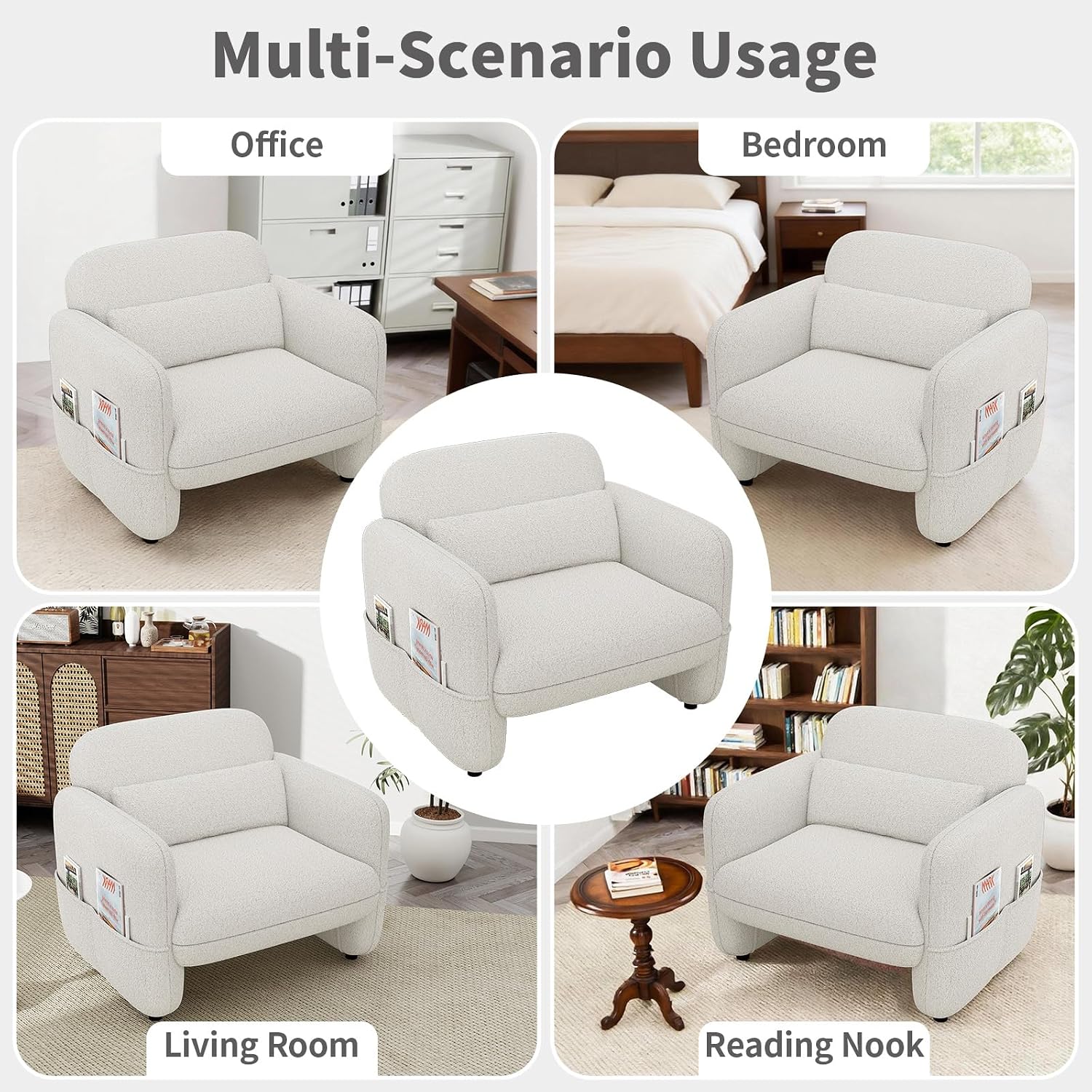 Beige Oversized Sherpa Accent Chair