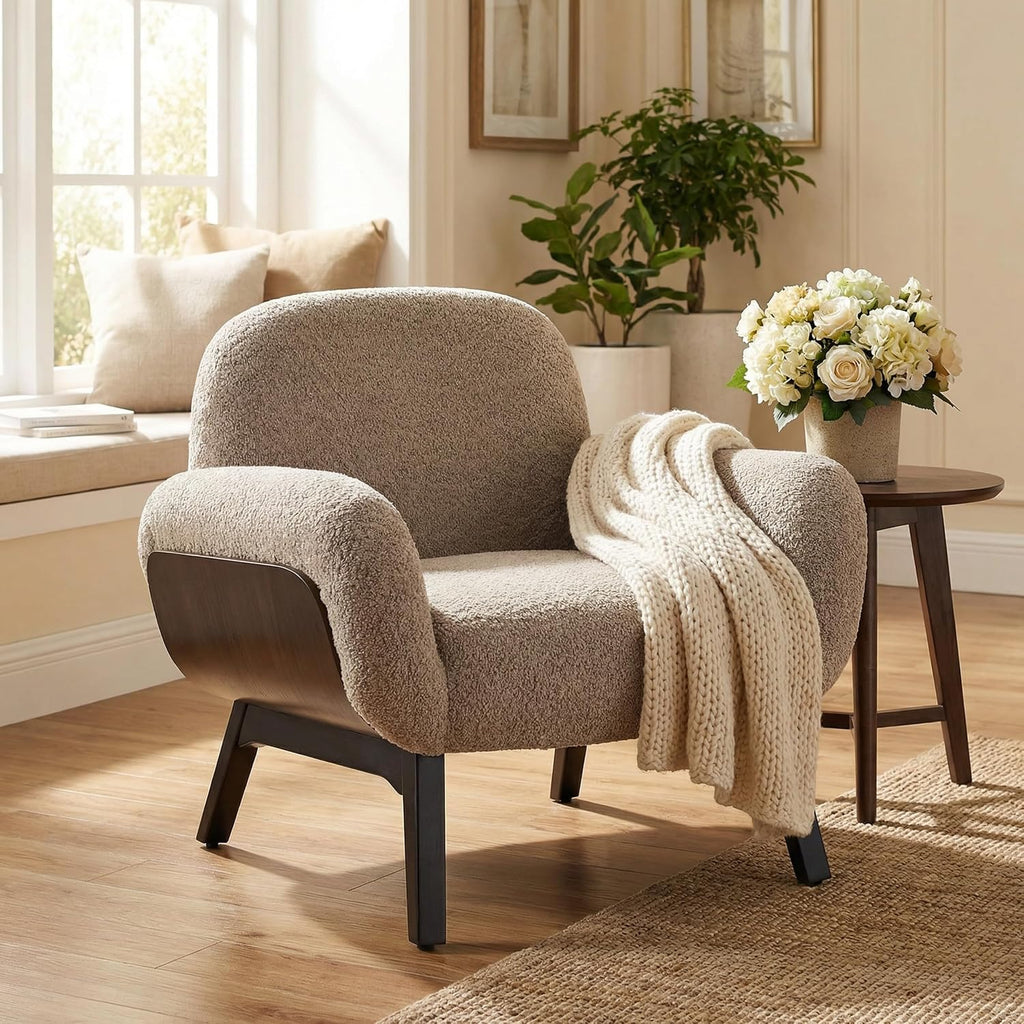 Light Camel Boucle Audrey Accent Chair