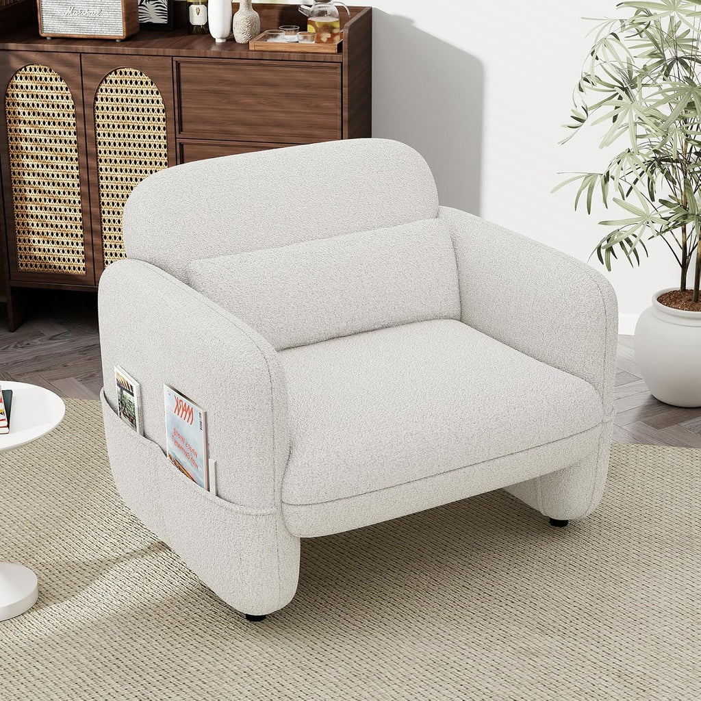 Beige Oversized Sherpa Accent Chair