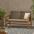 Hampton Wood Wicker Loveseat, Natural Grey