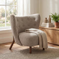 Brown Boucle Aurora Wingback Accent Chair