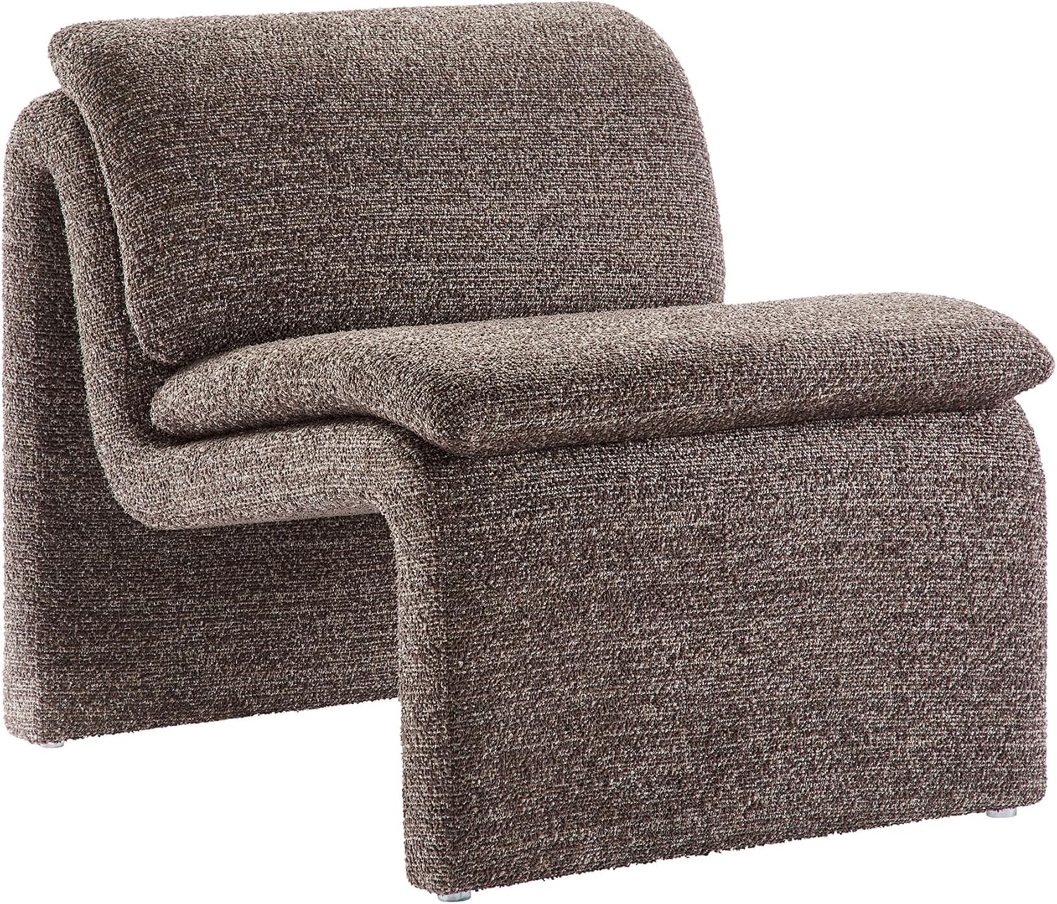 Antique Boucle Lume Curved Armless Lounge Chair