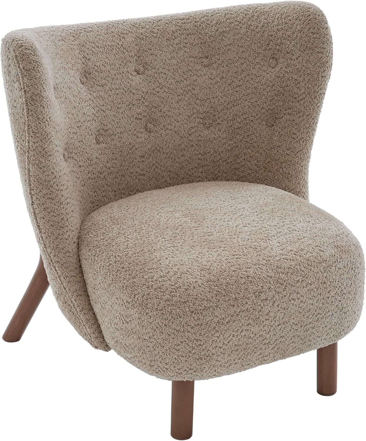 Brown Boucle Aurora Wingback Accent Chair