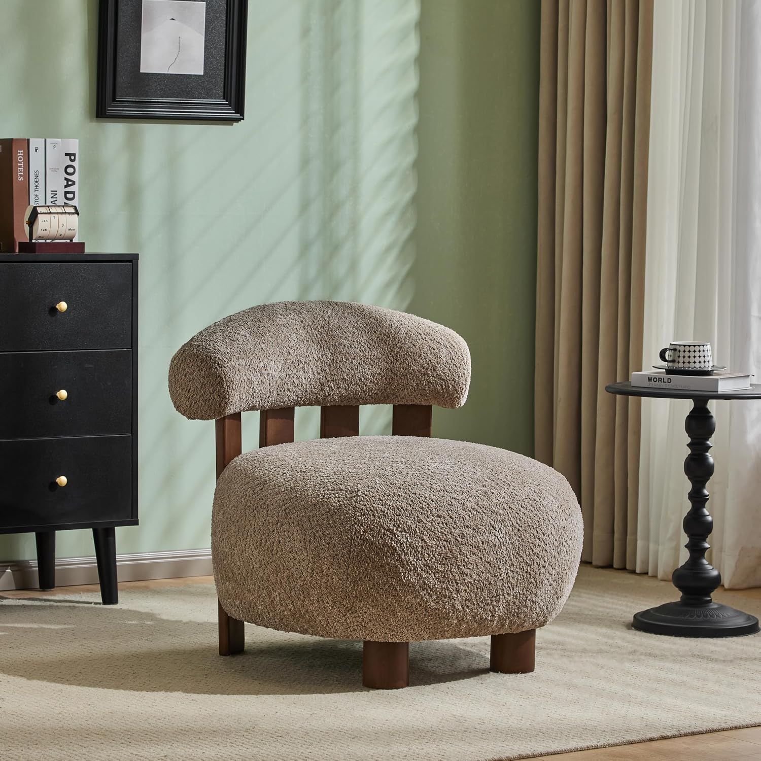Light Brown Boucle Elvina Accent Chair