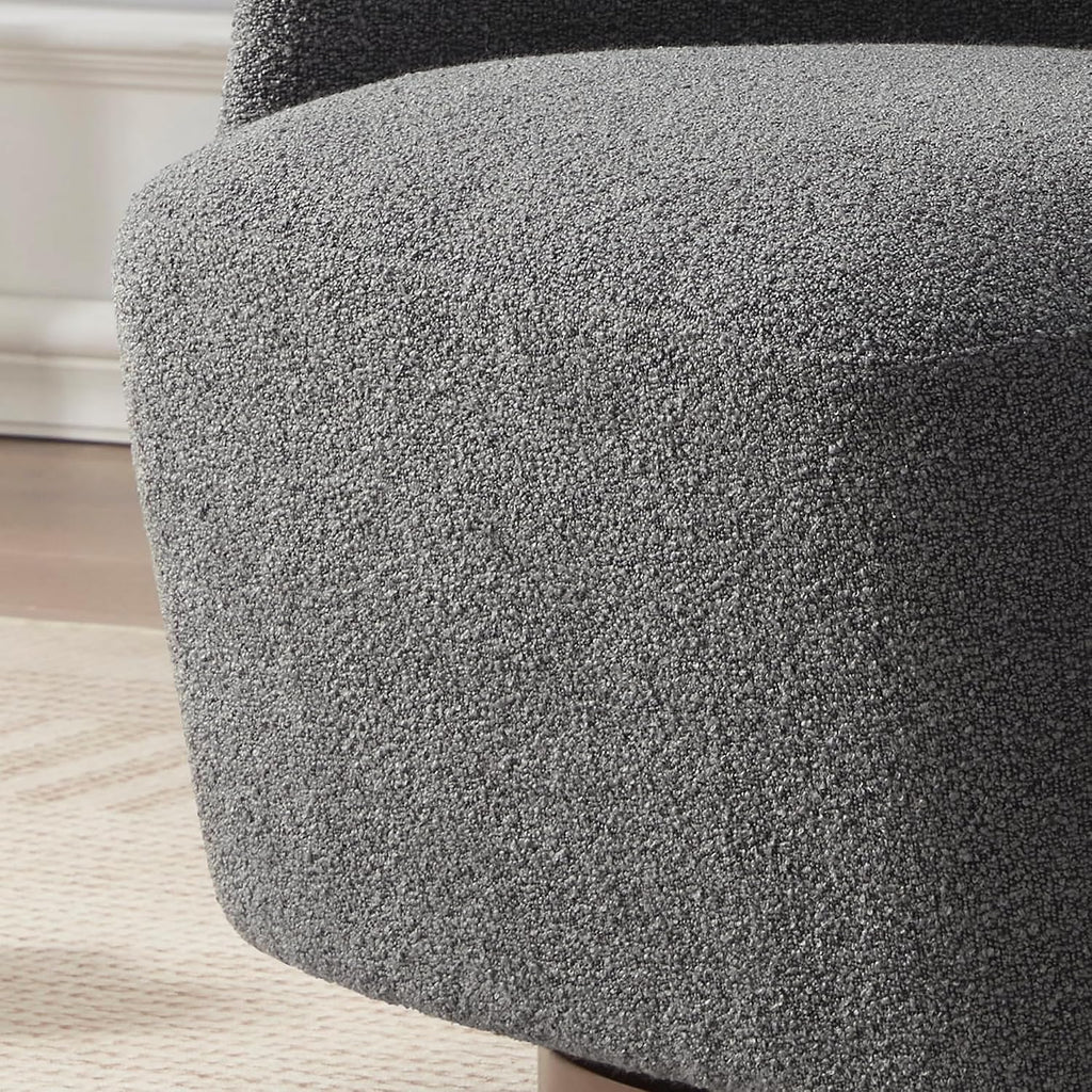 Grey Boucle Swivel Barrel Chair