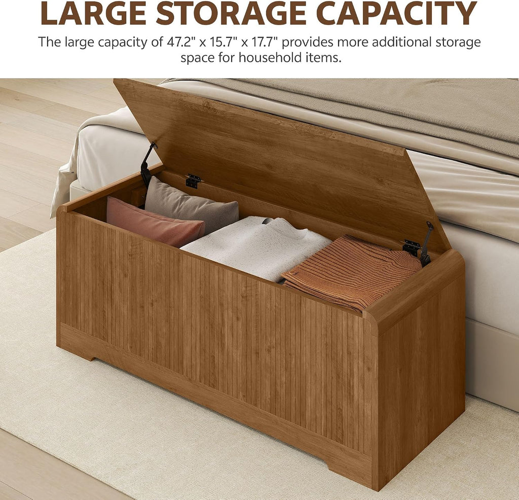 Walnut 47.2" Wooden Storage Chest