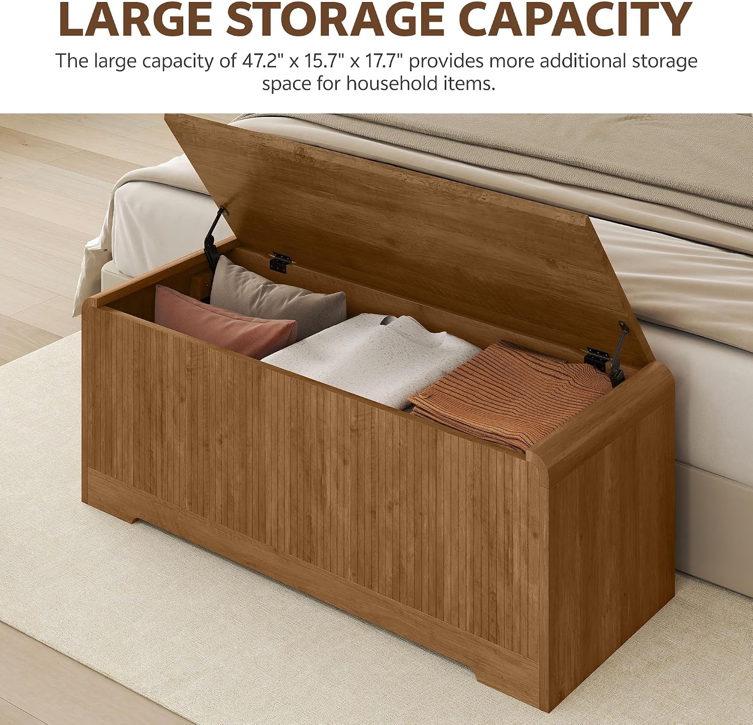 Walnut 47.2" Wooden Storage Chest