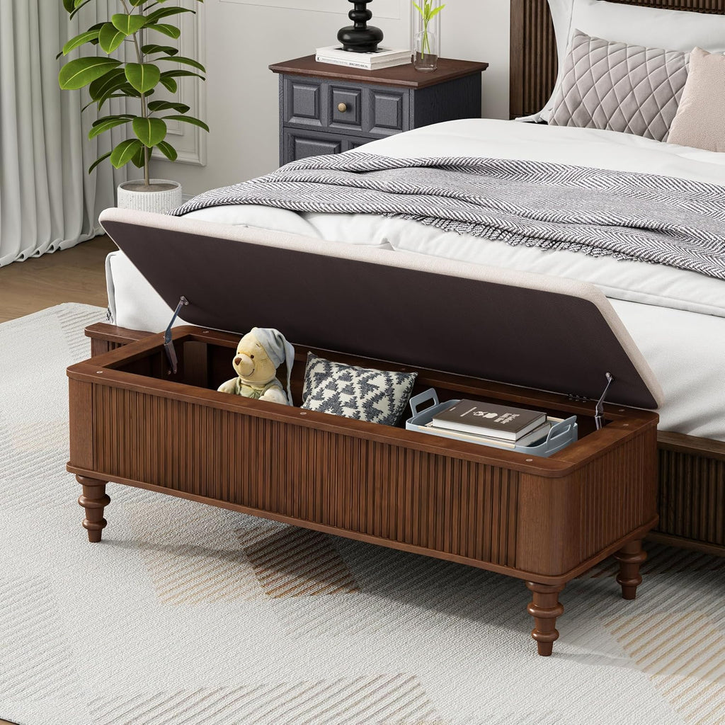 Walnut 50.8" Wood Storage Bench