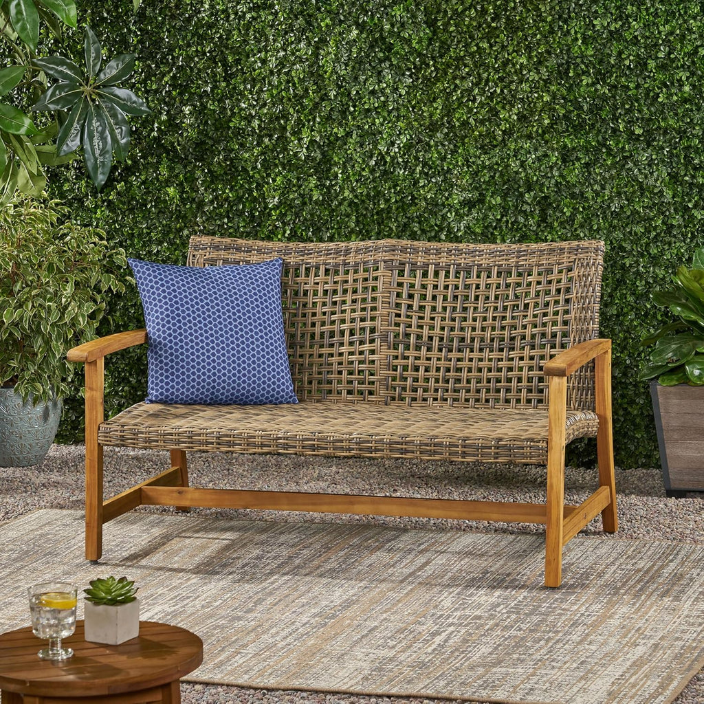 Hampton Wood Wicker Loveseat, Natural Grey